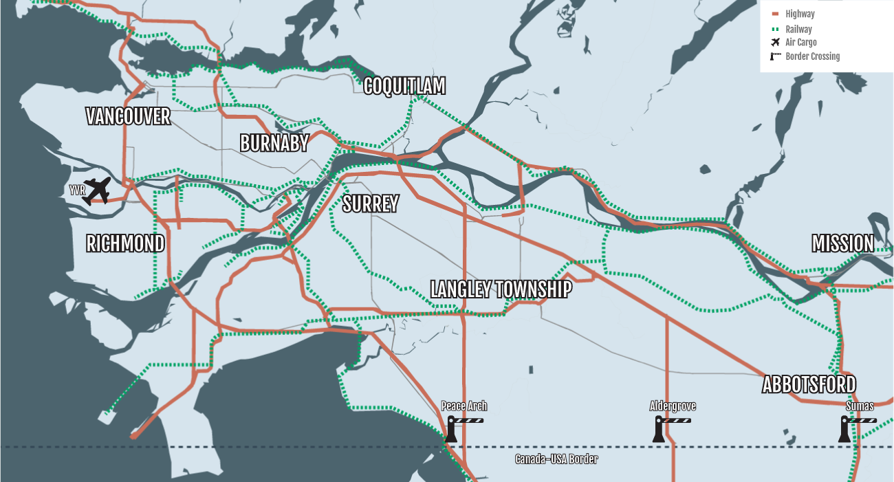 Vancouver air cargo map