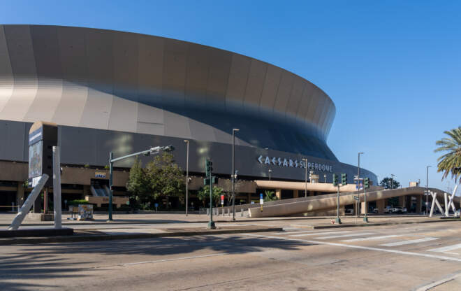 The Superdome in New Orleans, cite of the upcoming Superbowl.