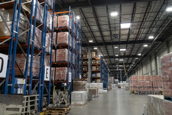 P5160731 Food grade storage is shown in a warehouse.