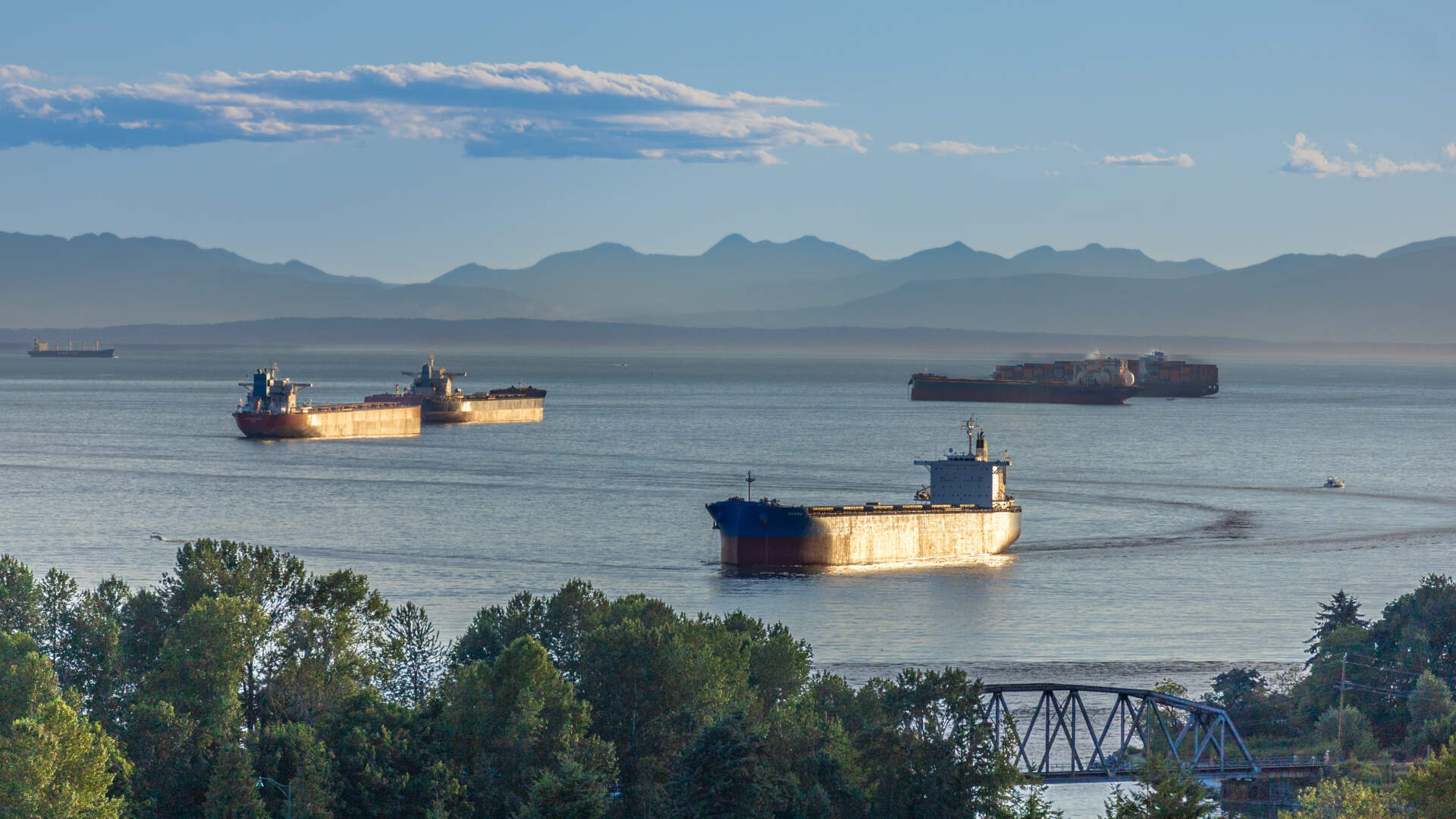 shipping containers off the coast