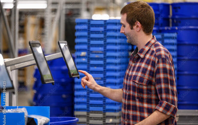Man doing e-commerce pick and pack system